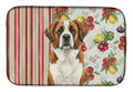 Brown and White Saint Bernard Vegetables Dish Drying Mat Absorbent Dish Drying Mat Pad for Kitchen Counter Dish Drainer Mat for Countertop, 14 x 21", Multicolor