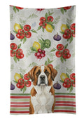 Brown and White Saint Bernard Vegetables Kitchen Towel Velour Plush Front and Cotton Loop Back Machine Washable