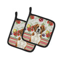 Brown and White Saint Bernard Vegetables Pot Holder Set of 2 Heat Resistant Quilted Hot Pads 7.5 x 7.5 Inch, Insulated Kitchen Trivets for Cooking & Baking