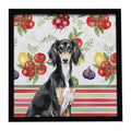 Black and Tan Saluki Vegetables Framed Metal Print Bathroom, Kitchen, Office, Home Decor Wall Art Ready to Hang, Square, 8X8