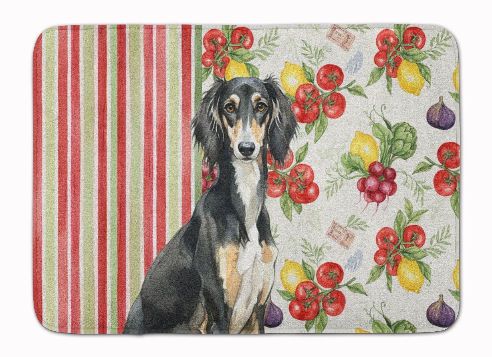 Black and Tan Saluki Vegetables Memory Foam Kitchen Mat Machine Washable Anti-Fatigue Cushion Comfort Bath or Kitchen Rug