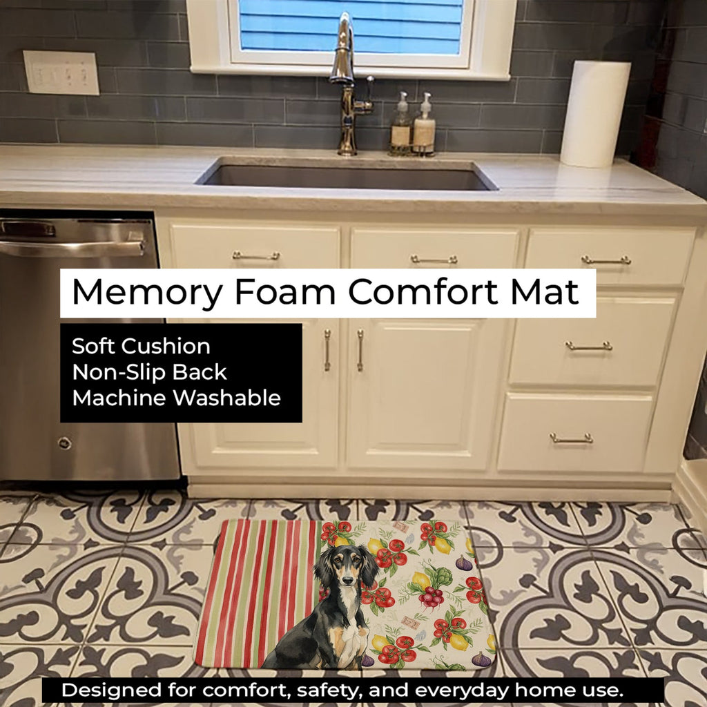 Black and Tan Saluki Vegetables Memory Foam Kitchen Mat Machine Washable Anti-Fatigue Cushion Comfort Bath or Kitchen Rug
