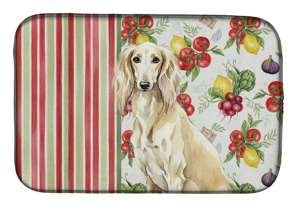 Cream Saluki Vegetables Dish Drying Mat Absorbent Dish Drying Mat Pad for Kitchen Counter Dish Drainer Mat for Countertop, 14 x 21", Multicolor