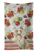 Cream Saluki Vegetables Kitchen Towel Velour Plush Front and Cotton Loop Back Machine Washable