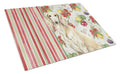 Cream Saluki Vegetables Cutting Board Tempered Glass Kitchen Cutting Surface, Heat Resistant Chopping, Non-Slip Feet, Food Prep & Serving