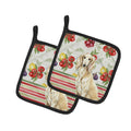 Cream Saluki Vegetables Pot Holder Set of 2 Heat Resistant Quilted Hot Pads 7.5 x 7.5 Inch, Insulated Kitchen Trivets for Cooking & Baking