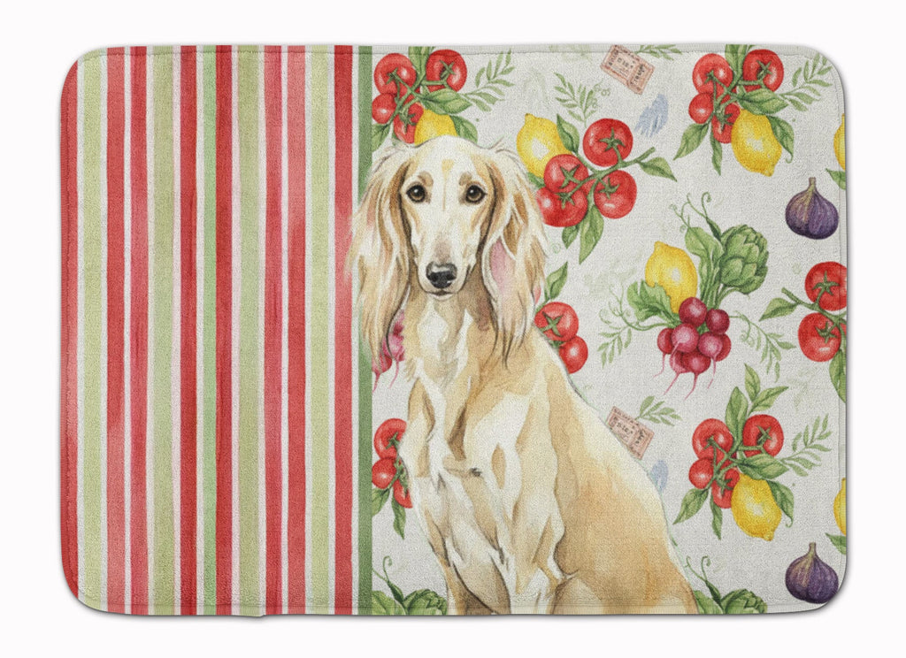 Cream Saluki Vegetables Memory Foam Kitchen Mat Machine Washable Anti-Fatigue Cushion Comfort Bath or Kitchen Rug