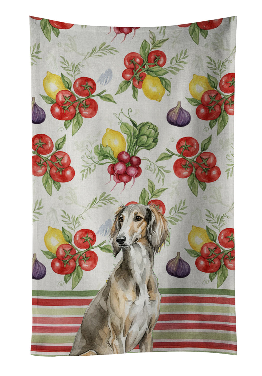 Grizzle Saluki Vegetables Kitchen Towel Velour Plush Front and Cotton Loop Back Machine Washable