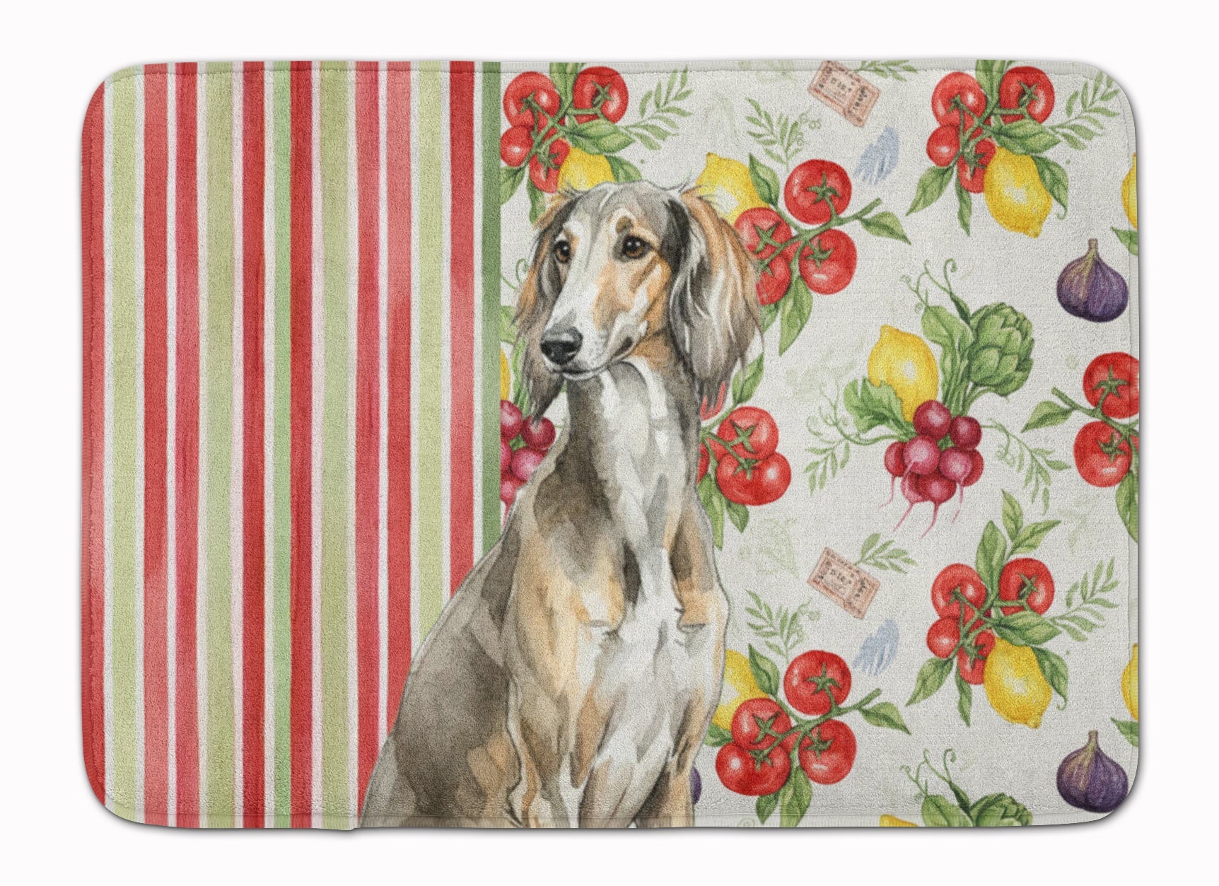 Grizzle Saluki Vegetables Memory Foam Kitchen Mat Machine Washable Anti-Fatigue Cushion Comfort Bath or Kitchen Rug