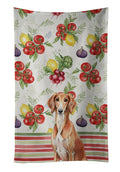 Red Saluki Vegetables Kitchen Towel Velour Plush Front and Cotton Loop Back Machine Washable