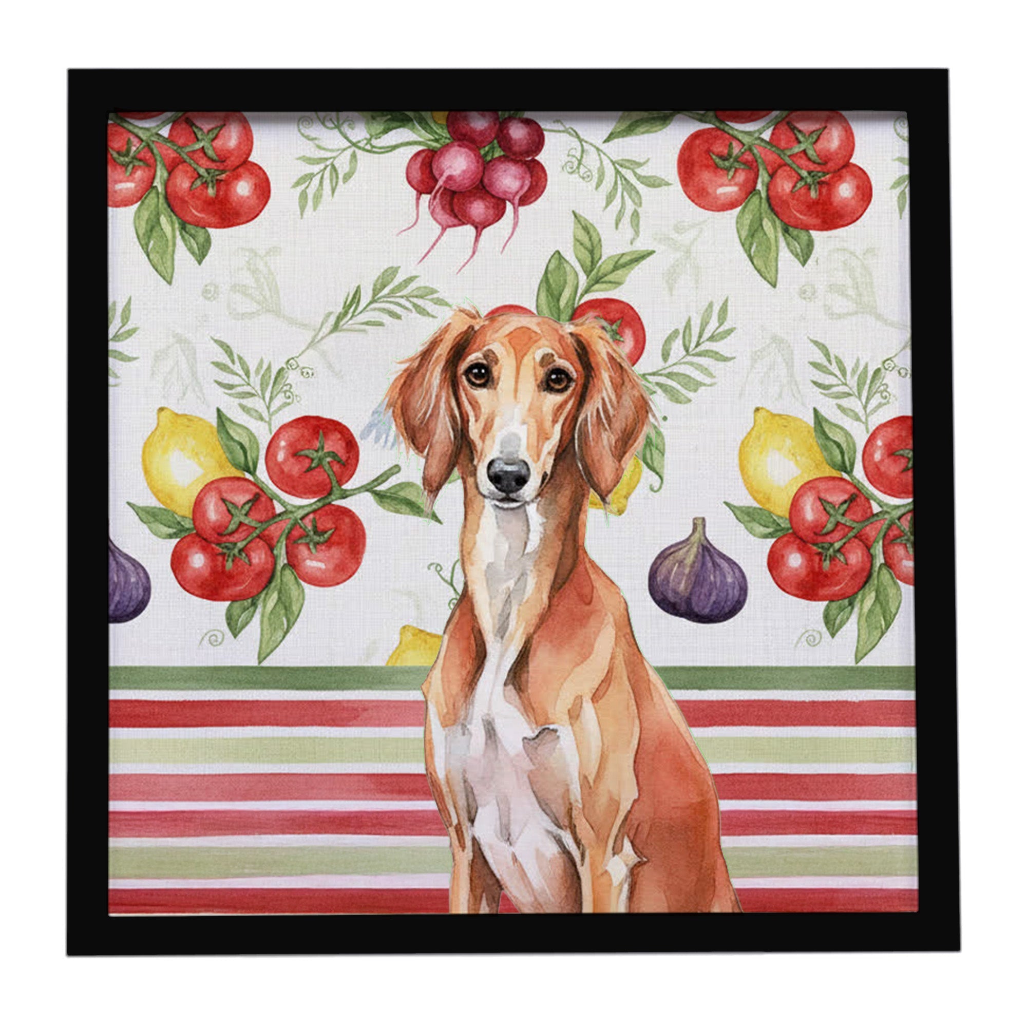 Red Saluki Vegetables Framed Metal Print Bathroom, Kitchen, Office, Home Decor Wall Art Ready to Hang, Square, 8X8
