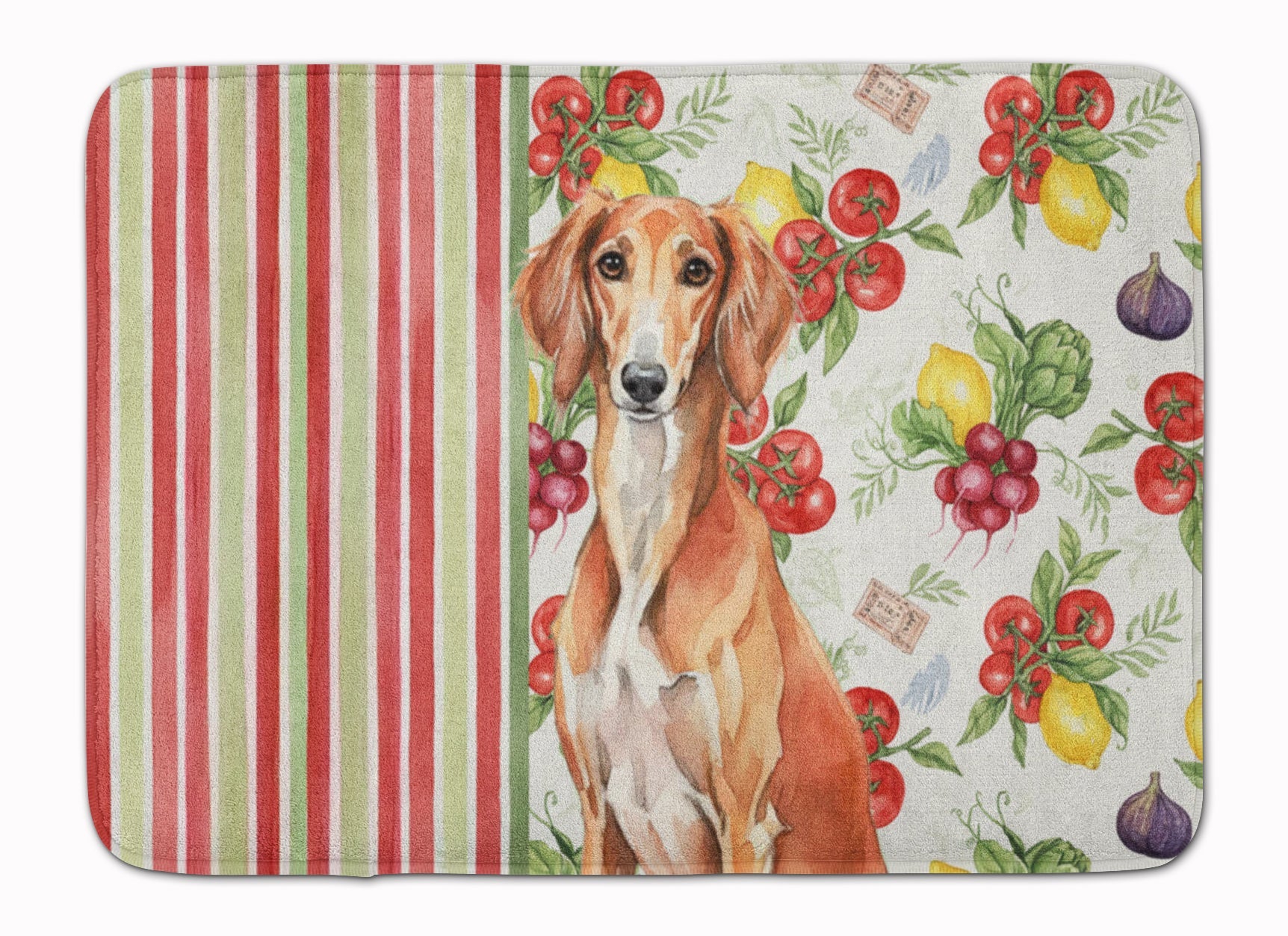 Red Saluki Vegetables Memory Foam Kitchen Mat Machine Washable Anti-Fatigue Cushion Comfort Bath or Kitchen Rug