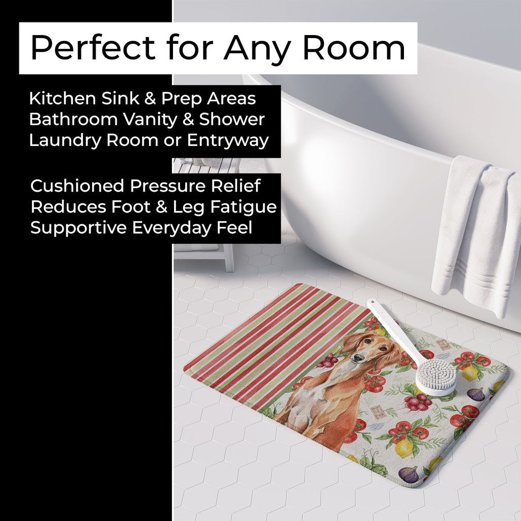 Red Saluki Vegetables Memory Foam Kitchen Mat Machine Washable Anti-Fatigue Cushion Comfort Bath or Kitchen Rug