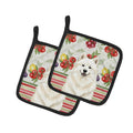 Cream Samoyed Vegetables Pot Holder Set of 2 Heat Resistant Quilted Hot Pads 7.5 x 7.5 Inch, Insulated Kitchen Trivets for Cooking & Baking