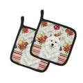 White Samoyed Vegetables Pot Holder Set of 2 Heat Resistant Quilted Hot Pads 7.5 x 7.5 Inch, Insulated Kitchen Trivets for Cooking & Baking