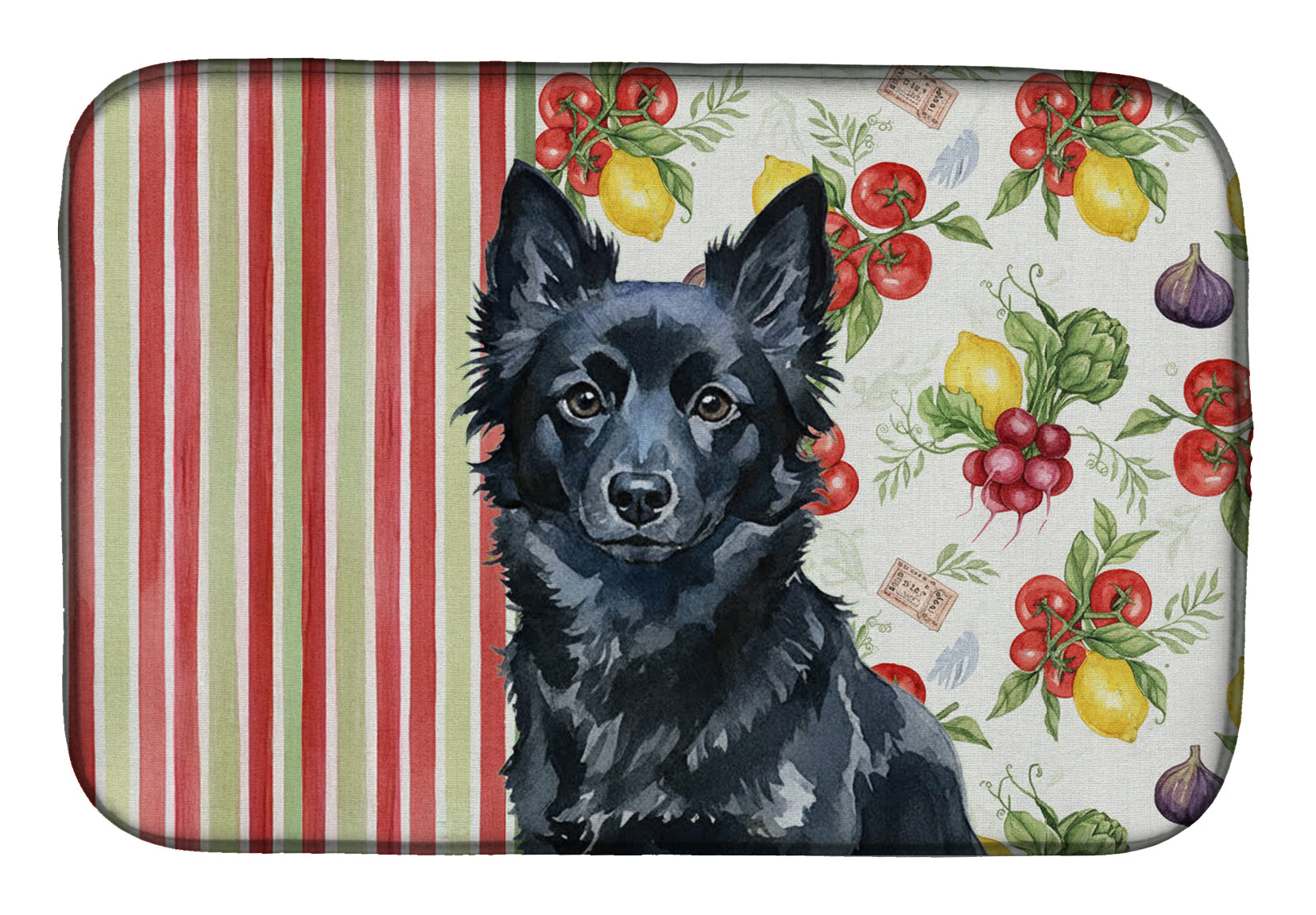 Schipperke Vegetables Dish Drying Mat Absorbent Dish Drying Mat Pad for Kitchen Counter Dish Drainer Mat for Countertop, 14 x 21", Multicolor