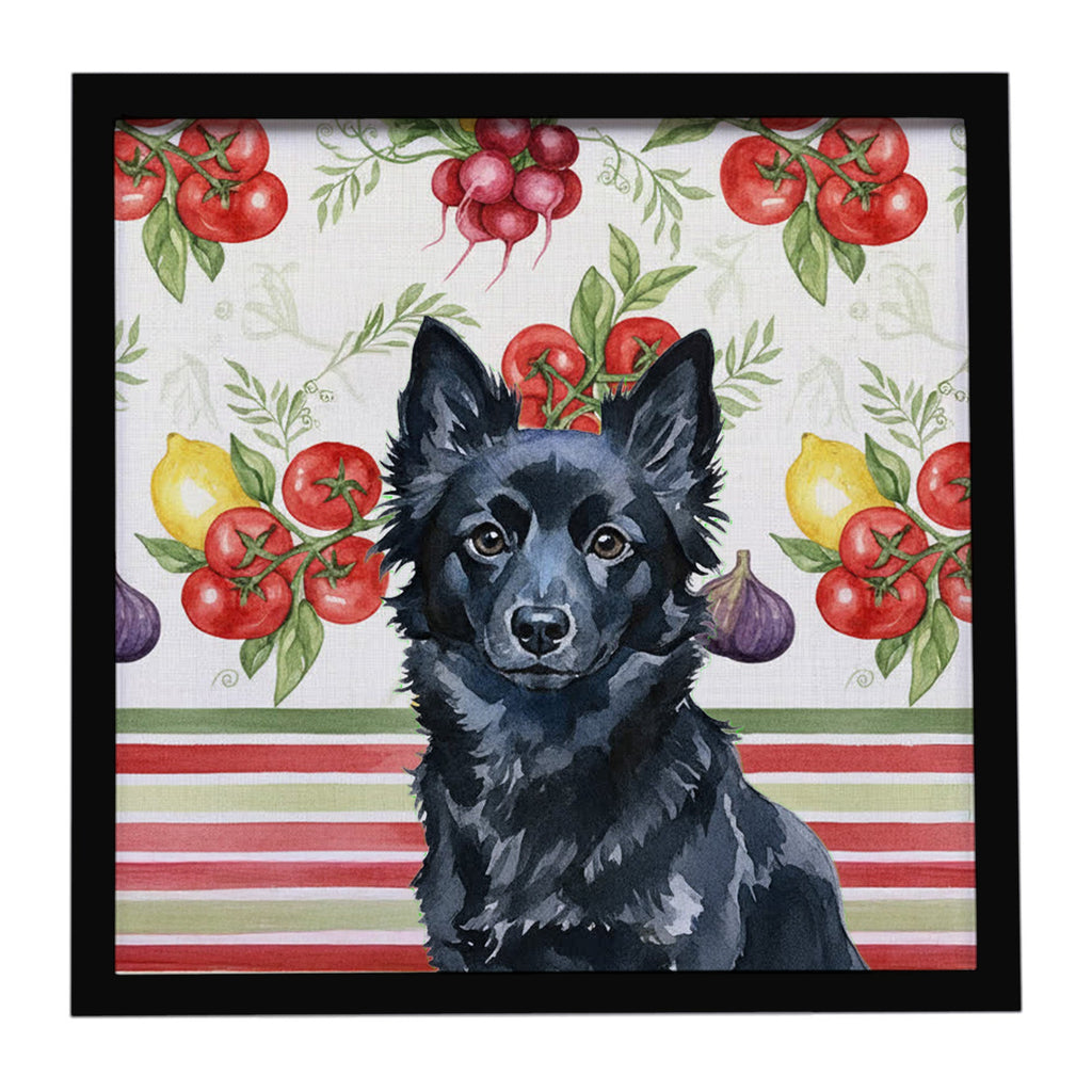 Schipperke Vegetables Framed Metal Print Bathroom, Kitchen, Office, Home Decor Wall Art Ready to Hang, Square, 8X8