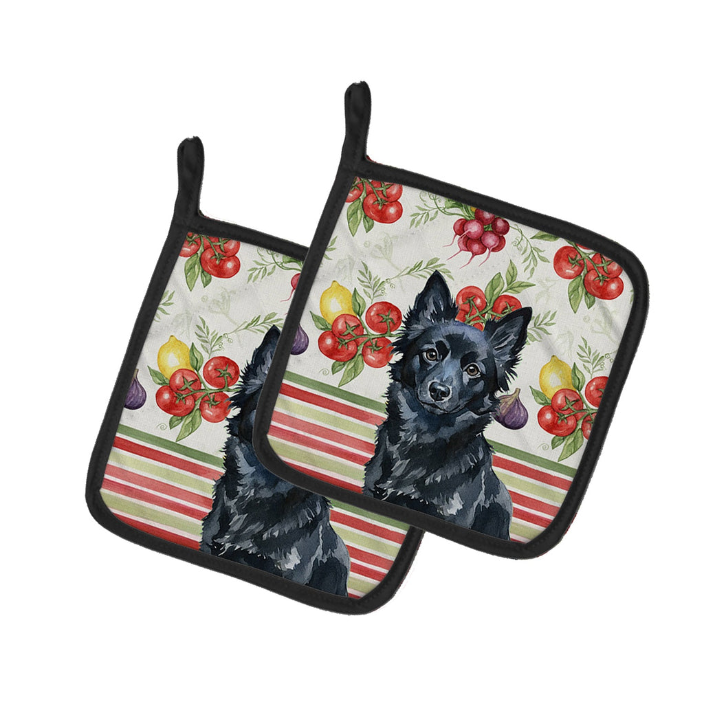 Schipperke Vegetables Pot Holder Set of 2 Heat Resistant Quilted Hot Pads 7.5 x 7.5 Inch, Insulated Kitchen Trivets for Cooking & Baking