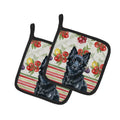 Schipperke Vegetables Pot Holder Set of 2 Heat Resistant Quilted Hot Pads 7.5 x 7.5 Inch, Insulated Kitchen Trivets for Cooking & Baking