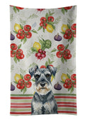 Schnauzer Vegetables Kitchen Towel Velour Plush Front and Cotton Loop Back Machine Washable