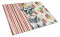 Schnauzer Vegetables Cutting Board Tempered Glass Kitchen Cutting Surface, Heat Resistant Chopping, Non-Slip Feet, Food Prep & Serving