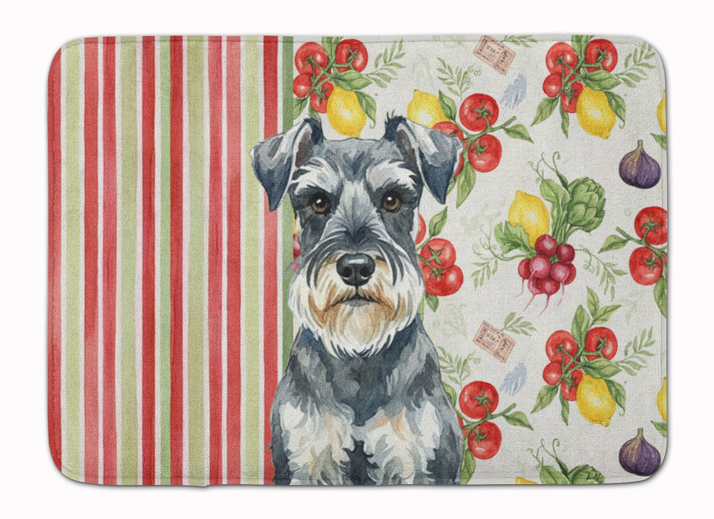 Schnauzer Vegetables Memory Foam Kitchen Mat Machine Washable Anti-Fatigue Cushion Comfort Bath or Kitchen Rug