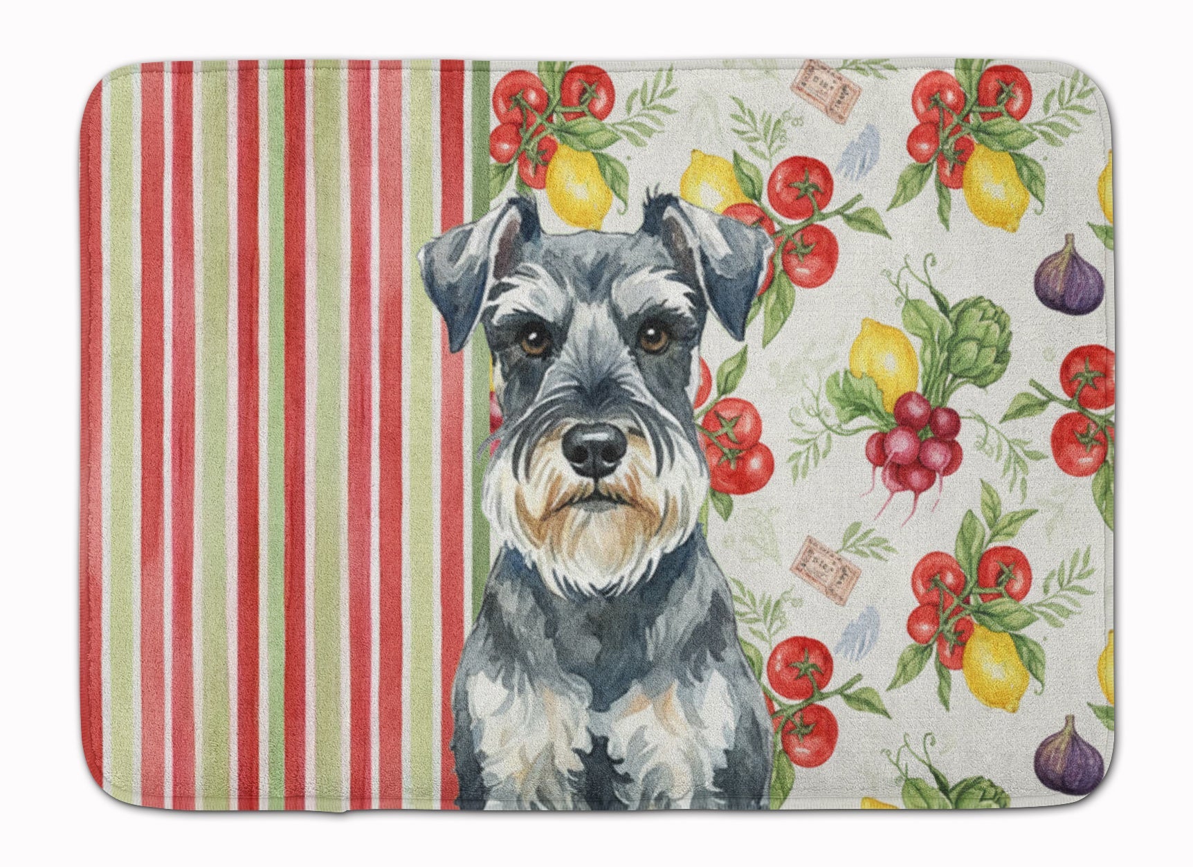 Schnauzer Vegetables Memory Foam Kitchen Mat Machine Washable Anti-Fatigue Cushion Comfort Bath or Kitchen Rug