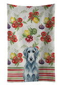 Blue-Gray Scottish Deerhound Vegetables Kitchen Towel Velour Plush Front and Cotton Loop Back Machine Washable