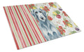 Blue-Gray Scottish Deerhound Vegetables Cutting Board Tempered Glass Kitchen Cutting Surface, Heat Resistant Chopping, Non-Slip Feet, Food Prep & Serving