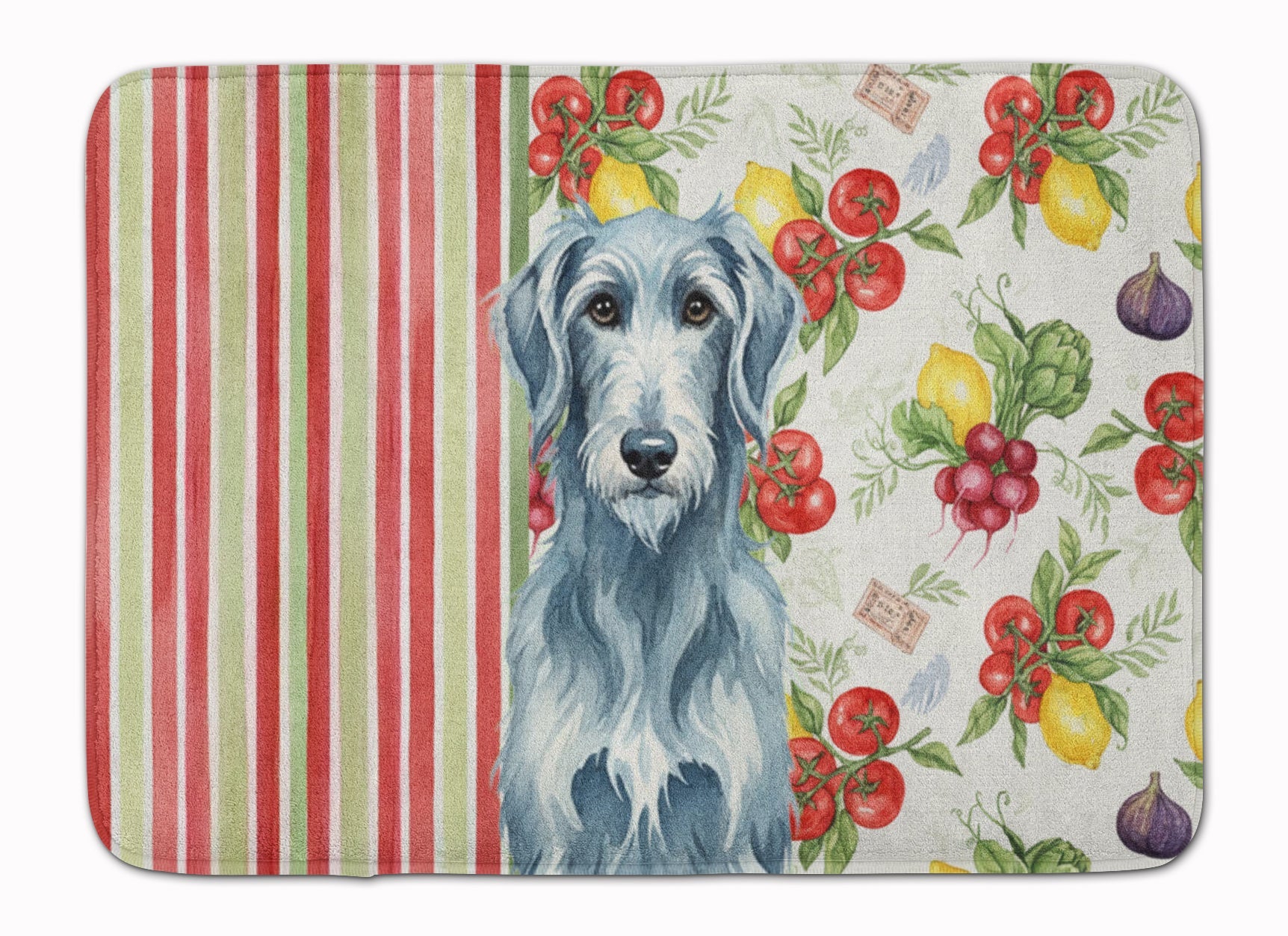 Blue-Gray Scottish Deerhound Vegetables Memory Foam Kitchen Mat Machine Washable Anti-Fatigue Cushion Comfort Bath or Kitchen Rug