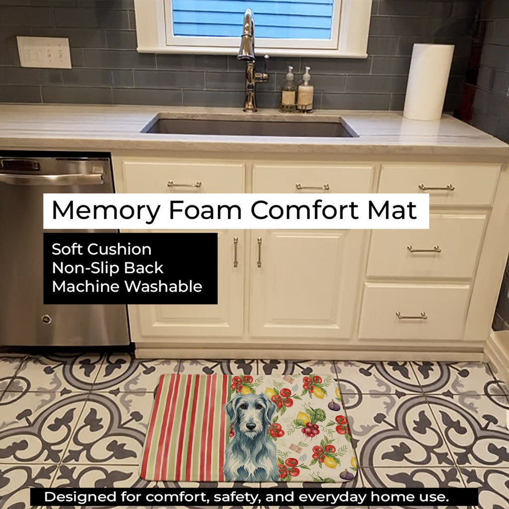 Blue-Gray Scottish Deerhound Vegetables Memory Foam Kitchen Mat Machine Washable Anti-Fatigue Cushion Comfort Bath or Kitchen Rug