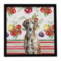 Brindle Scottish Deerhound Vegetables Framed Metal Print Bathroom, Kitchen, Office, Home Decor Wall Art Ready to Hang, Square, 8X8