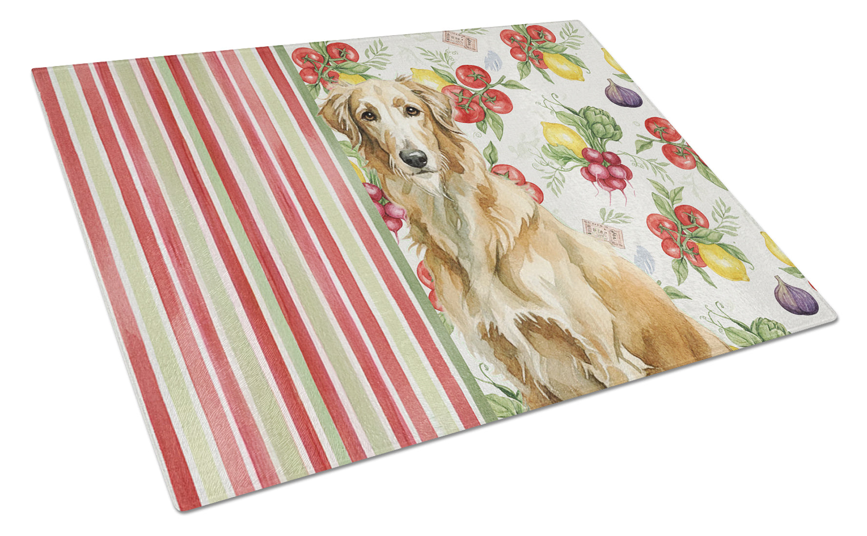 Wheaten Scottish Deerhound Vegetables Cutting Board Tempered Glass Kitchen Cutting Surface, Heat Resistant Chopping, Non-Slip Feet, Food Prep & Serving