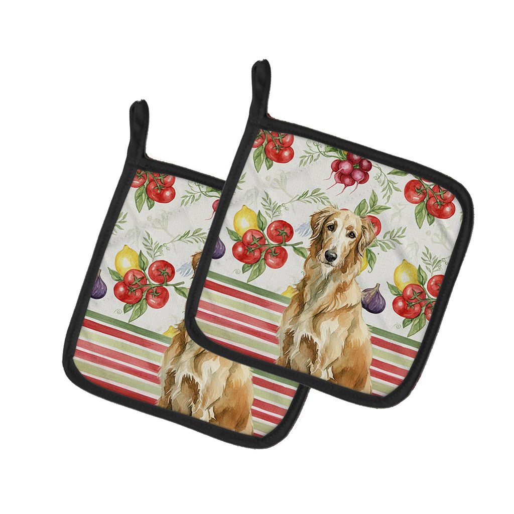 Wheaten Scottish Deerhound Vegetables Pot Holder Set of 2 Heat Resistant Quilted Hot Pads 7.5 x 7.5 Inch, Insulated Kitchen Trivets for Cooking & Baking