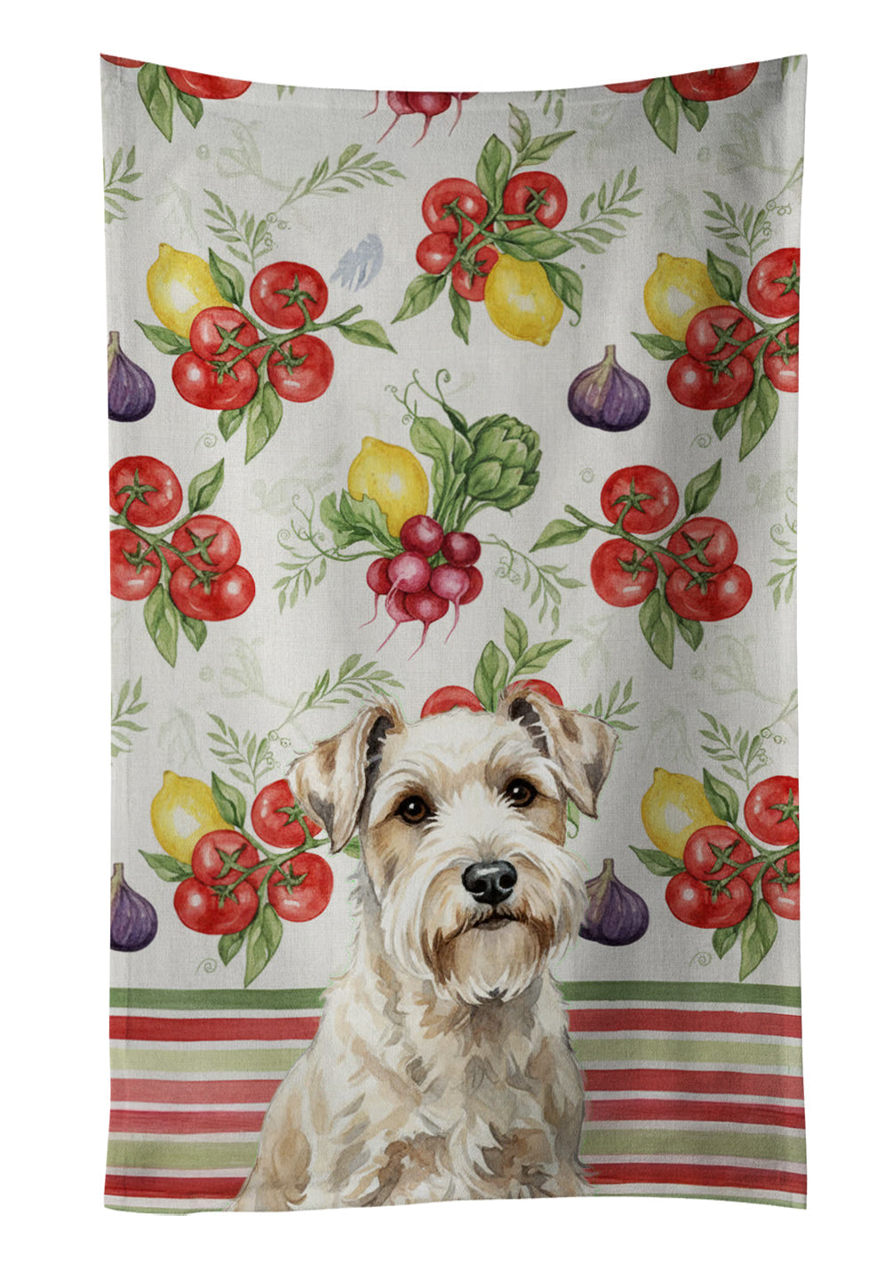 Sealyham Terrier Vegetables Kitchen Towel Velour Plush Front and Cotton Loop Back Machine Washable
