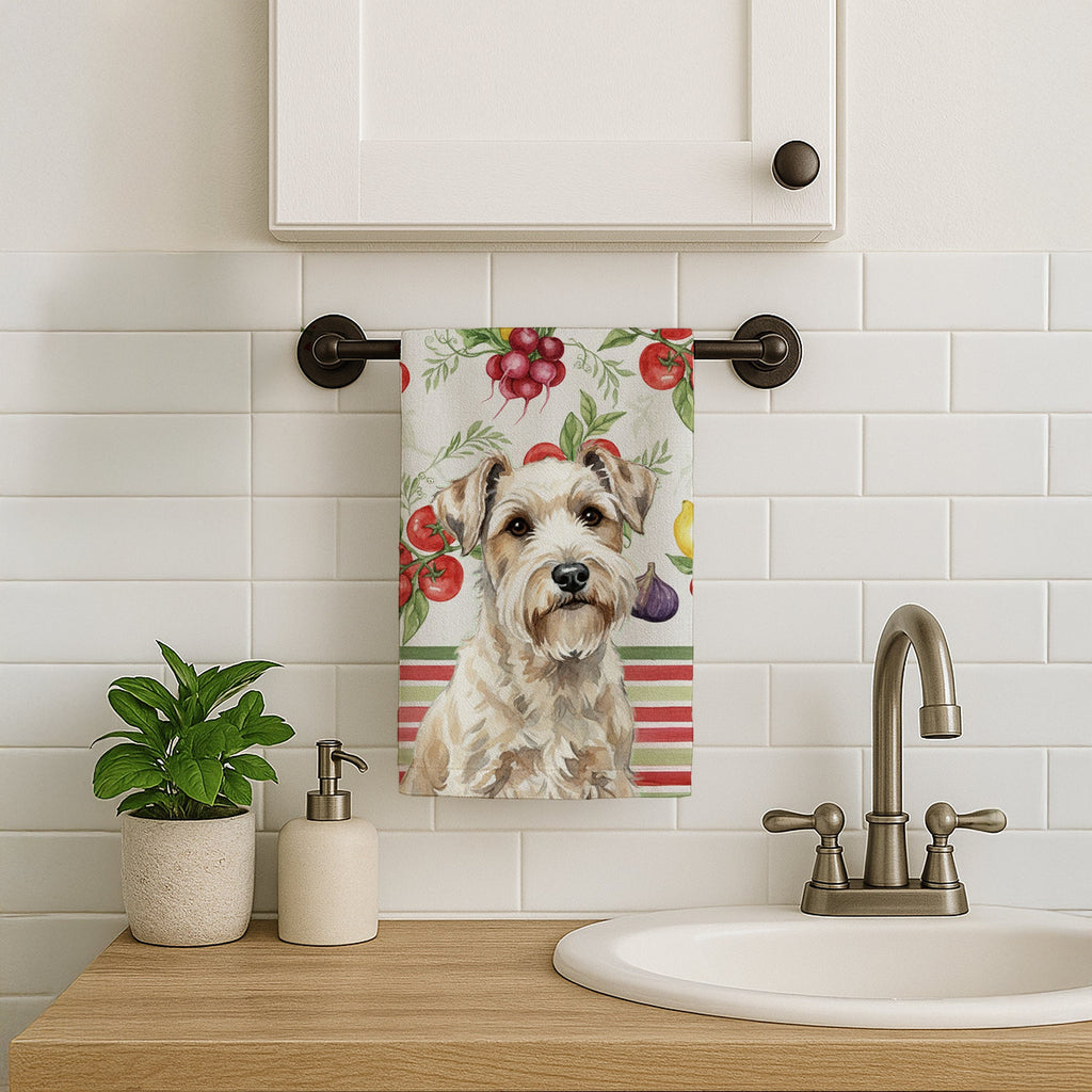 Sealyham Terrier Vegetables Kitchen Towel Velour Plush Front and Cotton Loop Back Machine Washable