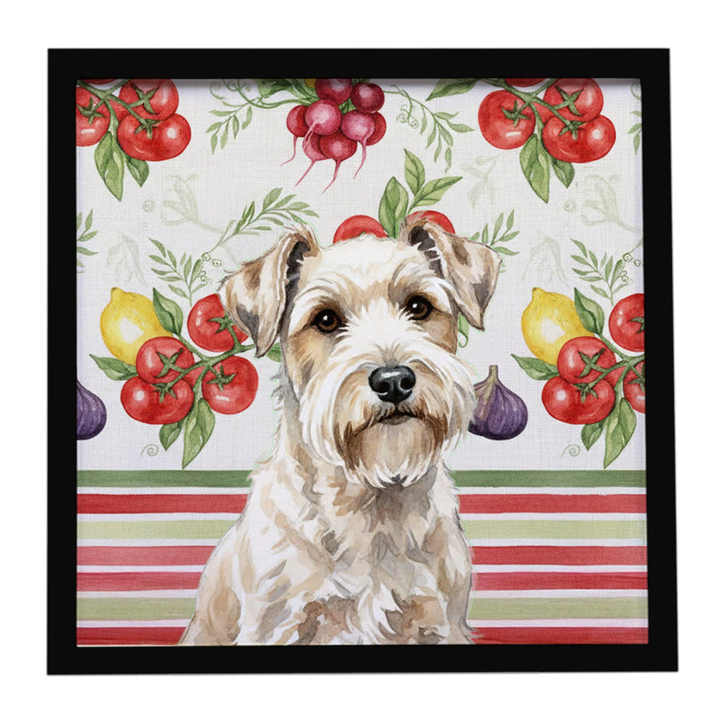 Sealyham Terrier Vegetables Framed Metal Print Bathroom, Kitchen, Office, Home Decor Wall Art Ready to Hang, Square, 8X8