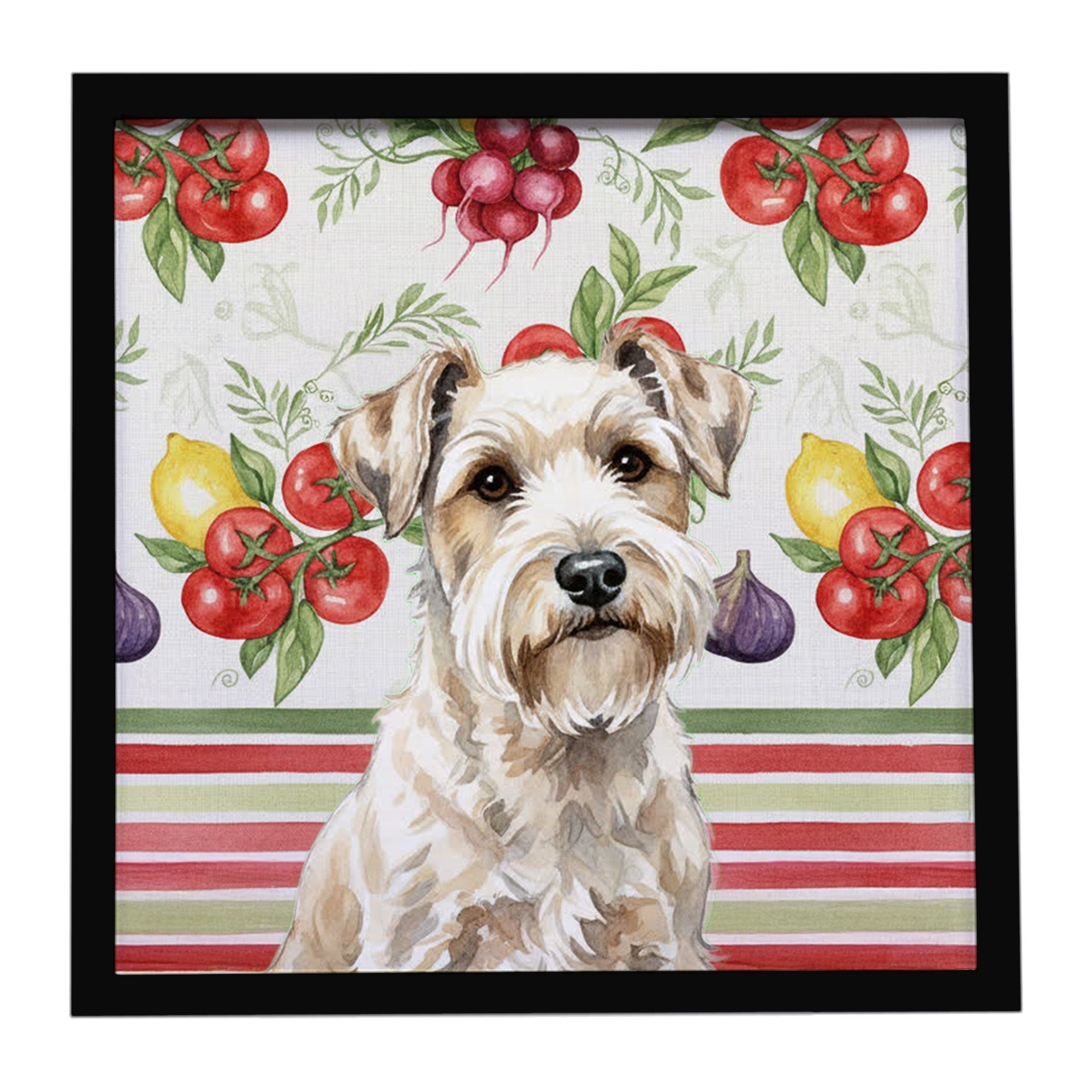 Sealyham Terrier Vegetables Framed Metal Print Bathroom, Kitchen, Office, Home Decor Wall Art Ready to Hang, Square, 8X8