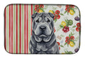 Black Shar Pei Vegetables Dish Drying Mat Absorbent Dish Drying Mat Pad for Kitchen Counter Dish Drainer Mat for Countertop, 14 x 21", Multicolor