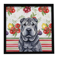 Black Shar Pei Vegetables Framed Metal Print Bathroom, Kitchen, Office, Home Decor Wall Art Ready to Hang, Square, 8X8