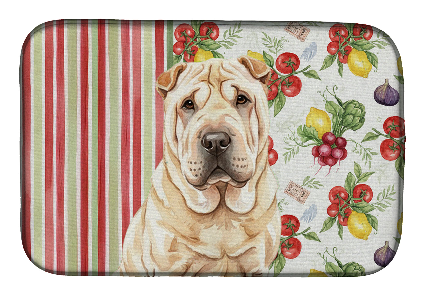 Shar Pei Vegetables Dish Drying Mat Absorbent Dish Drying Mat Pad for Kitchen Counter Dish Drainer Mat for Countertop, 14 x 21", Multicolor