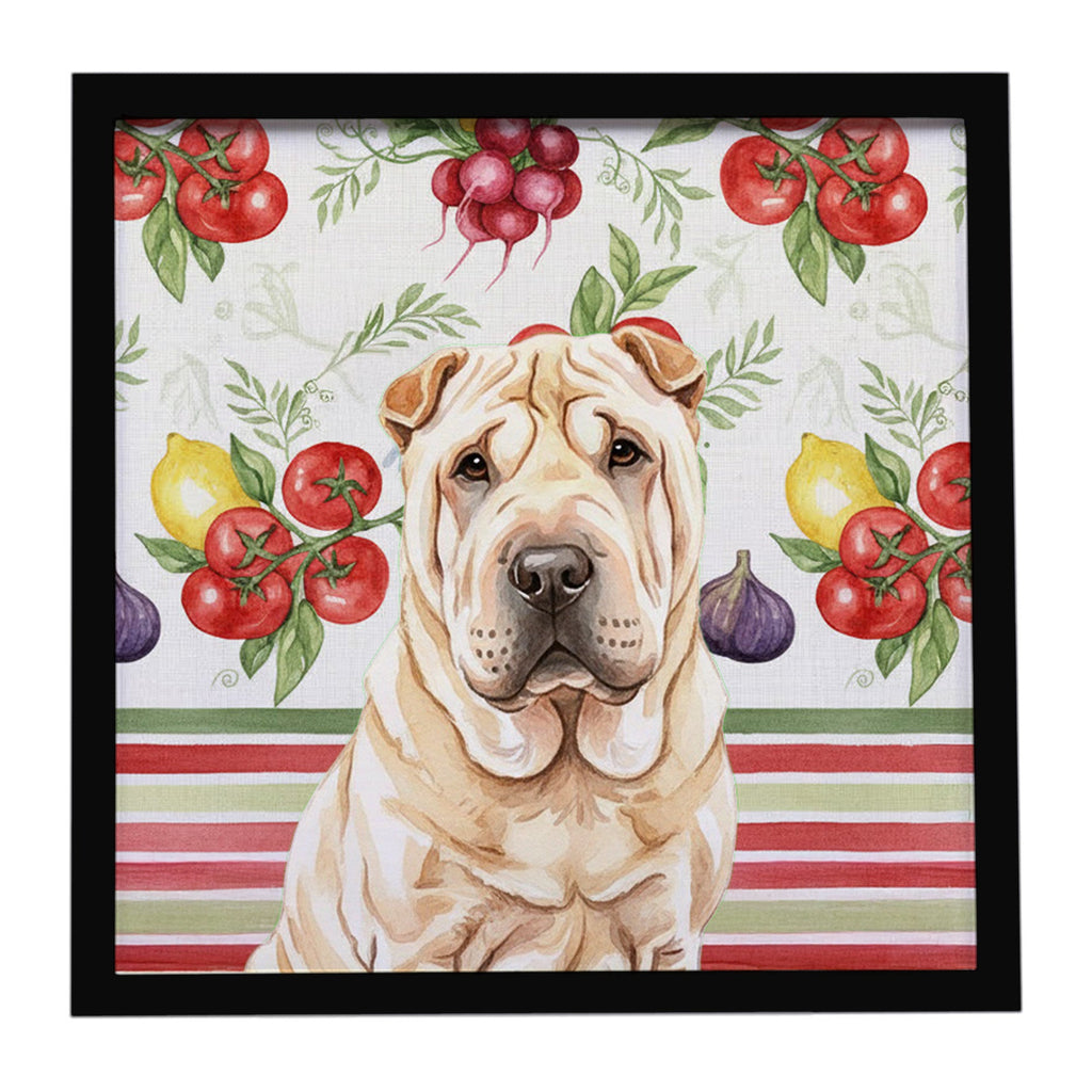 Shar Pei Vegetables Framed Metal Print Bathroom, Kitchen, Office, Home Decor Wall Art Ready to Hang, Square, 8X8