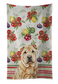 Red Shar Pei Vegetables Kitchen Towel Velour Plush Front and Cotton Loop Back Machine Washable