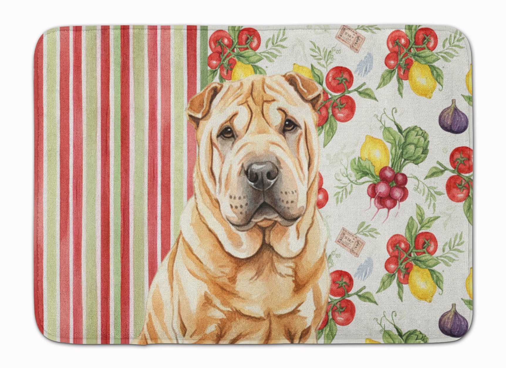 Red Shar Pei Vegetables Memory Foam Kitchen Mat Machine Washable Anti-Fatigue Cushion Comfort Bath or Kitchen Rug