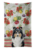 Tricolor Sheltie Vegetables Kitchen Towel Velour Plush Front and Cotton Loop Back Machine Washable