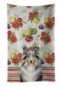 Blue Merle Sheltie Vegetables Kitchen Towel Velour Plush Front and Cotton Loop Back Machine Washable
