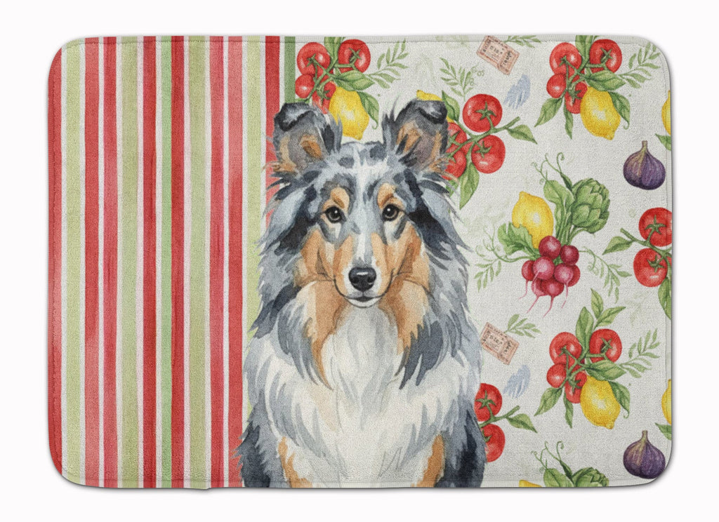 Blue Merle Sheltie Vegetables Memory Foam Kitchen Mat Machine Washable Anti-Fatigue Cushion Comfort Bath or Kitchen Rug