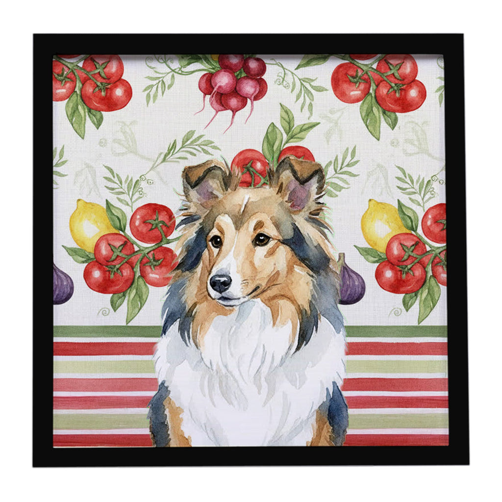 Sable Sheltie Vegetables Framed Metal Print Bathroom, Kitchen, Office, Home Decor Wall Art Ready to Hang, Square, 8X8