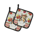 Sable Sheltie Vegetables Pot Holder Set of 2 Heat Resistant Quilted Hot Pads 7.5 x 7.5 Inch, Insulated Kitchen Trivets for Cooking & Baking