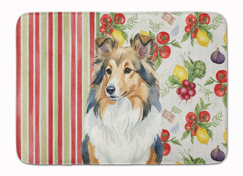 Sable Sheltie Vegetables Memory Foam Kitchen Mat Machine Washable Anti-Fatigue Cushion Comfort Bath or Kitchen Rug
